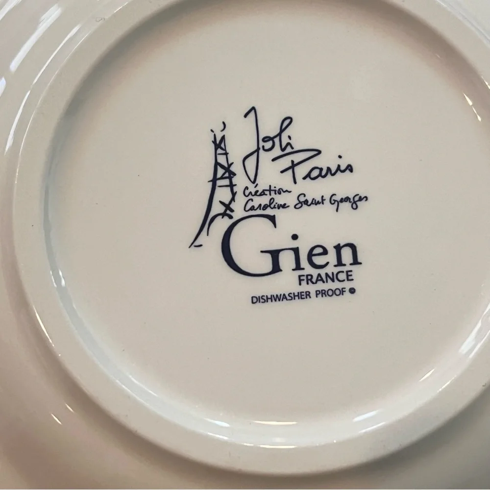 Set Of 3 Notre Dame Faiencerie De Gien, Joli Paris - Canape Or Bread Plates 6.5”